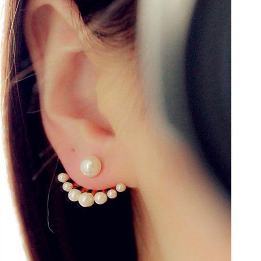 Front and Back Earring with Imitation Pearls
