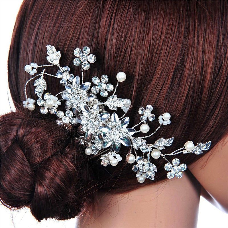 Rhinestones Pearl Hair Comb
