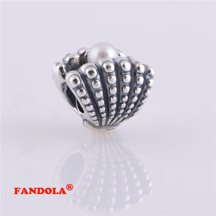 Fits for Pandora Charm Bracelets. Pearl in Oyster .925 Sterling Silver