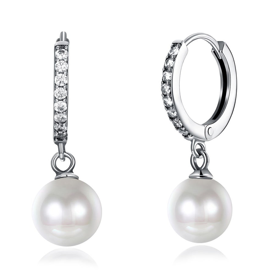 S925 Silver small hoop earring with pearl