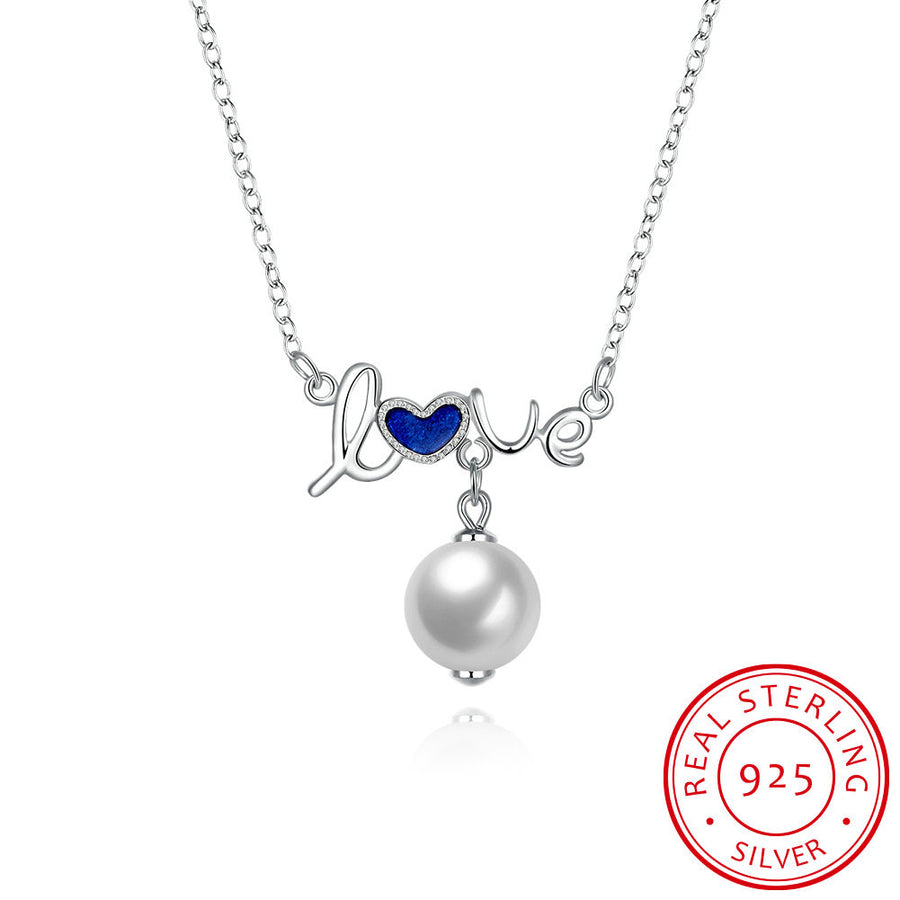 S925 Sterling Silver Necklace Love Pearl Necklace