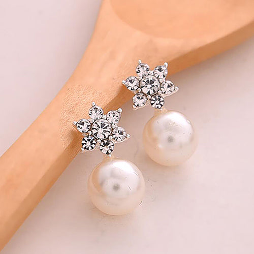 Crystal starry pearl earrings