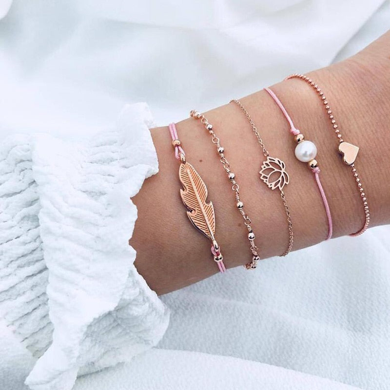 Pearl Lotus Adjustable Multilayer Bracelets