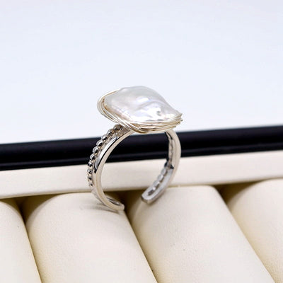 Handmade Baroque pearl  925 sterling silver ring