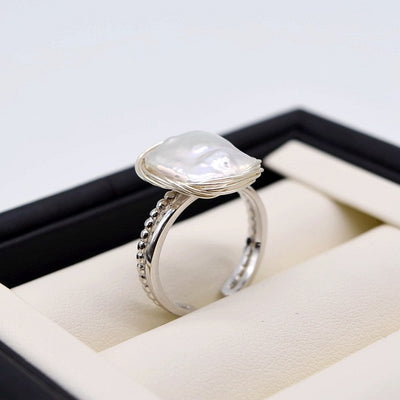Handmade Baroque pearl  925 sterling silver ring