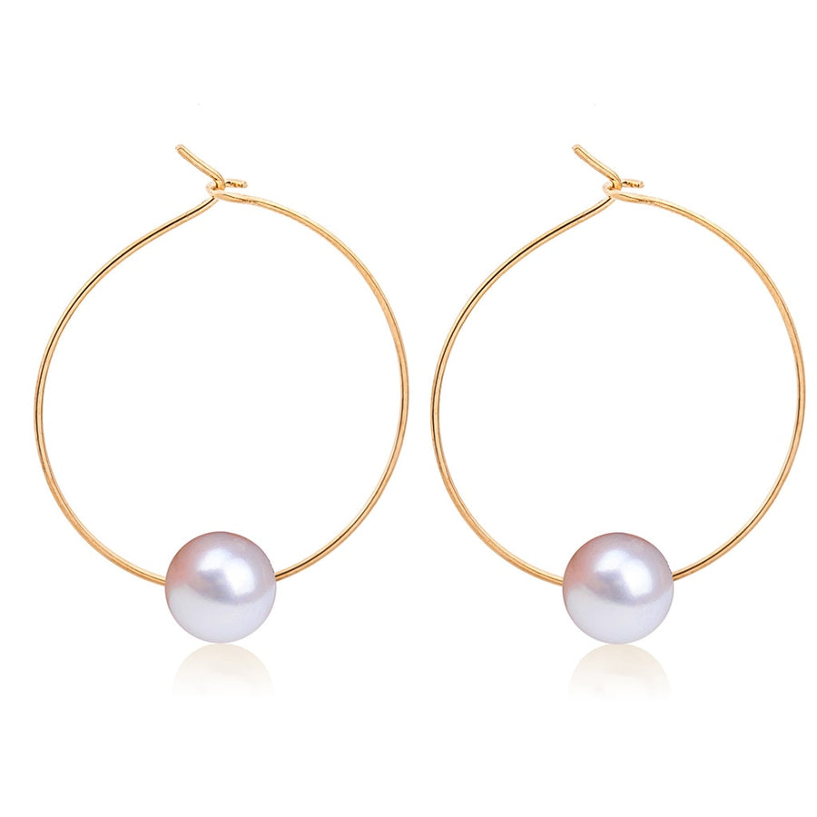 Single pearl hoop earrings