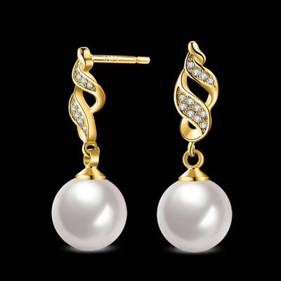 SUSENSTONE Fashion Pearl Crystal Rhinestone Jewelry Women Ear Earrings Pearl