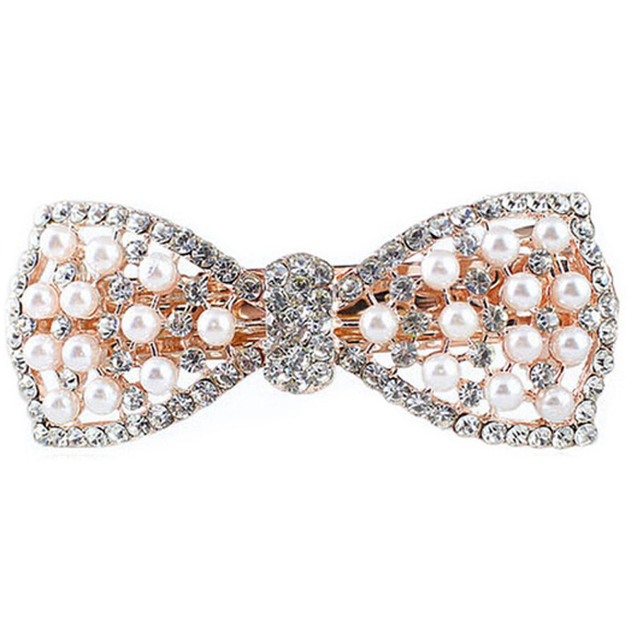 Crystal & Pearl Bow Hair Clip