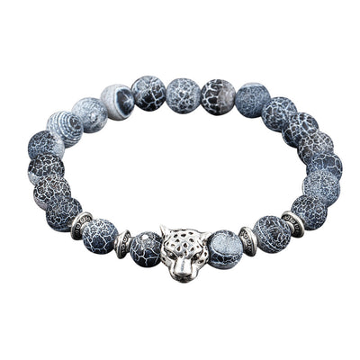 Obsidian cheetah head bracelet