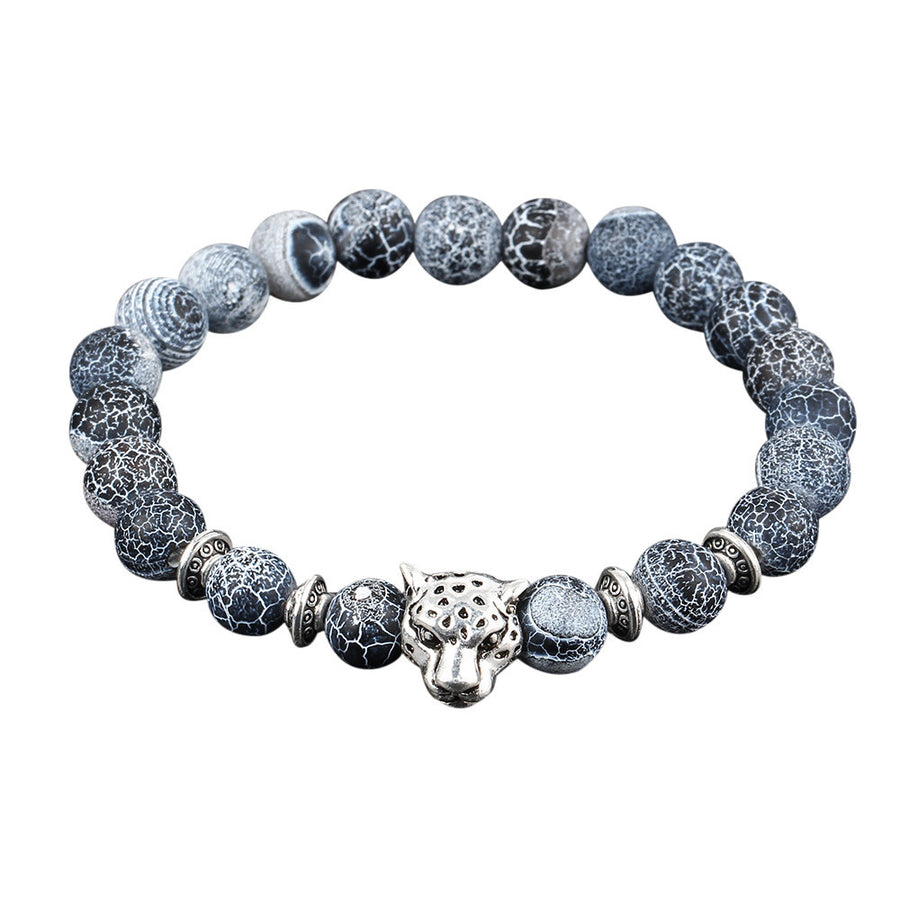 Obsidian cheetah head bracelet