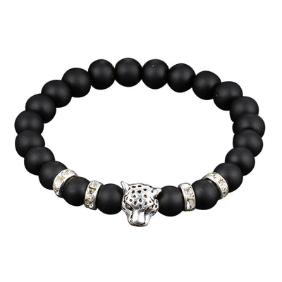 Obsidian cheetah head bracelet