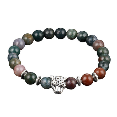 Obsidian cheetah head bracelet