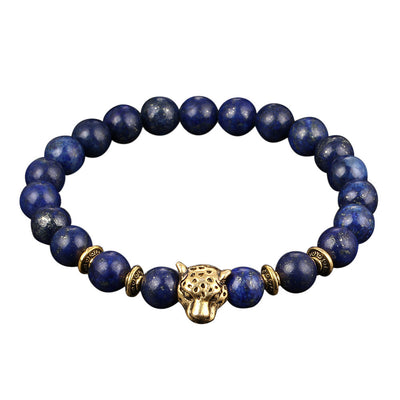 Obsidian cheetah head bracelet