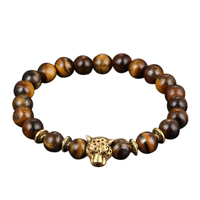 Obsidian cheetah head bracelet