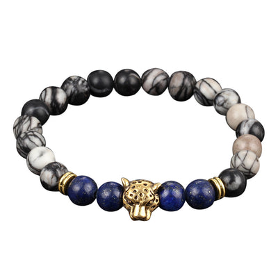 Obsidian cheetah head bracelet