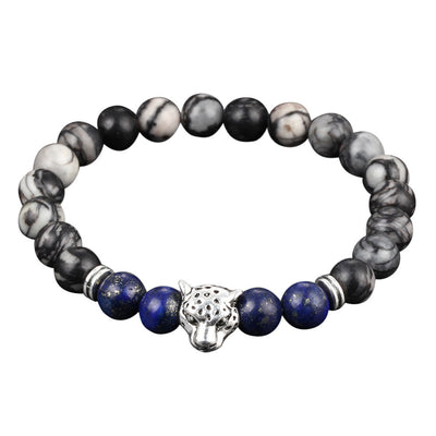 Obsidian cheetah head bracelet