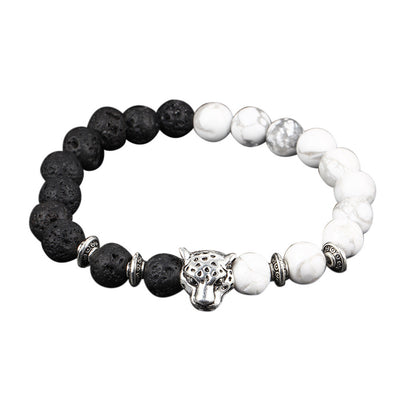 Obsidian cheetah head bracelet
