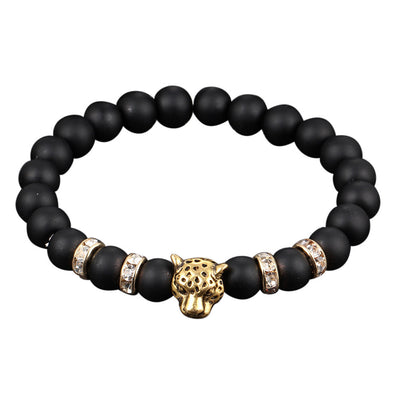 Obsidian cheetah head bracelet