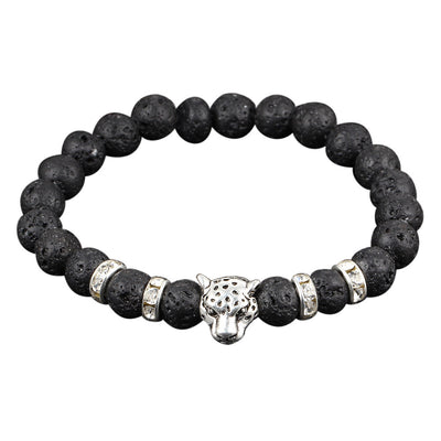 Obsidian cheetah head bracelet