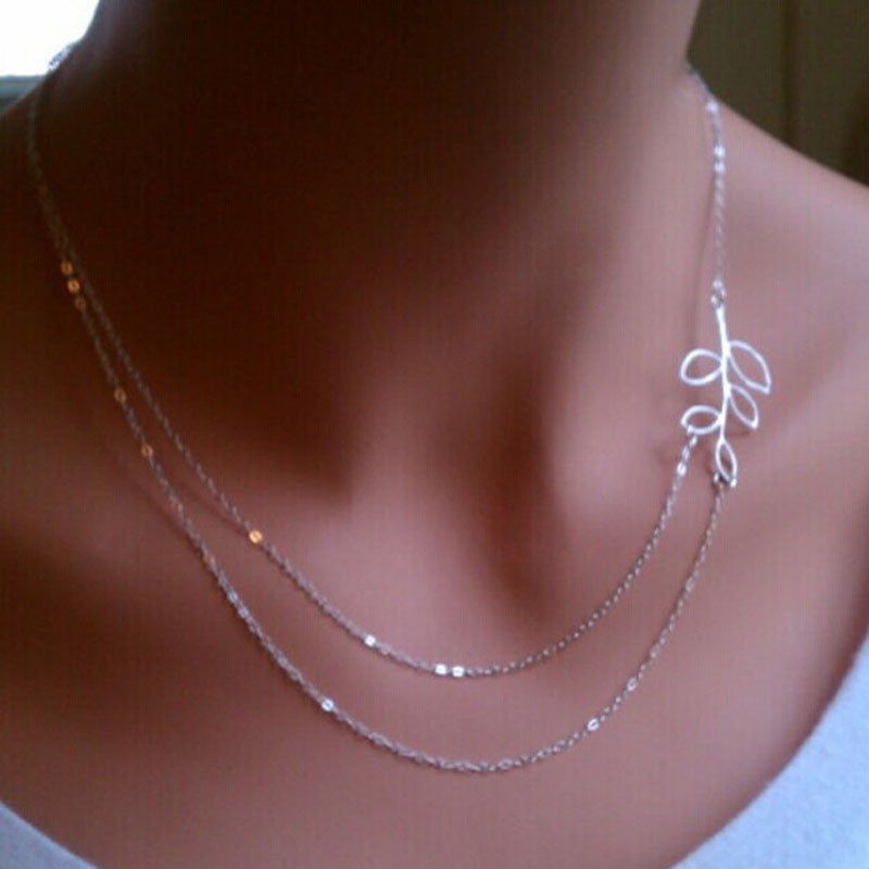Double chain silver necklace