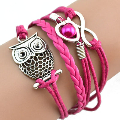 Infinity Owl Pearl Friendship Multilayer Charm  Bracelets
