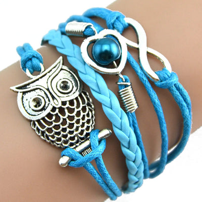 Infinity Owl Pearl Friendship Multilayer Charm  Bracelets