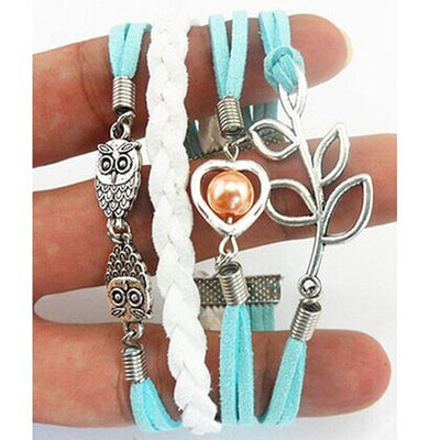 Owl Leaf Pearl Bracelet