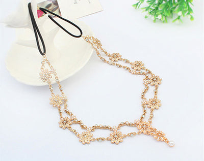 Pearl Tassel Crystal Flower Headband