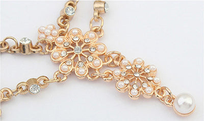 Pearl Tassel Crystal Flower Headband