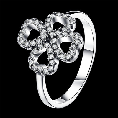 925 Sterling Silver Four Clover Ring