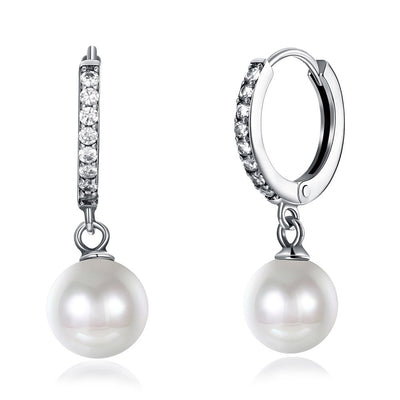 S925 Silver small hoop earring with pearl