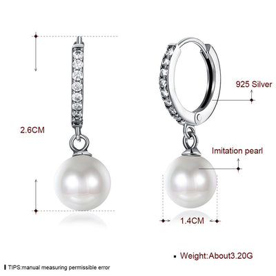 S925 Silver small hoop earring with pearl