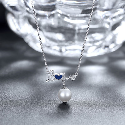 S925 Sterling Silver Necklace Love Pearl Necklace