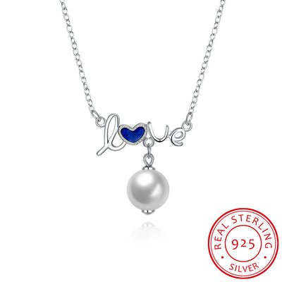 S925 Sterling Silver Necklace Love Pearl Necklace