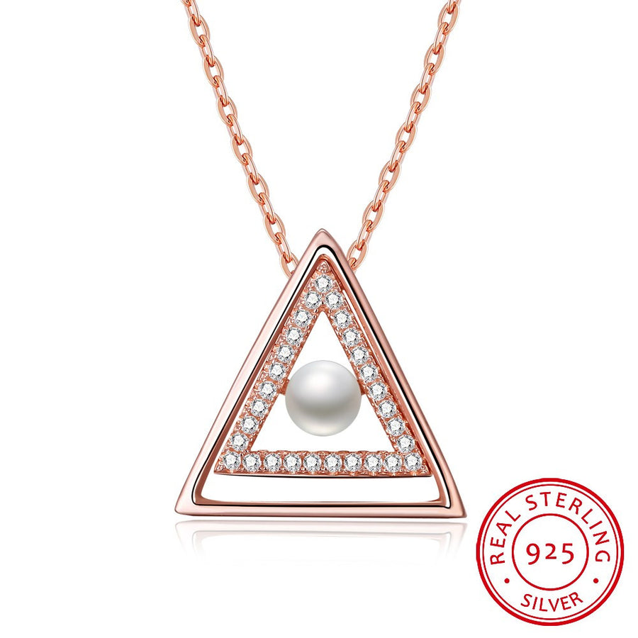 S925 Silver Triangle Pearl Necklace