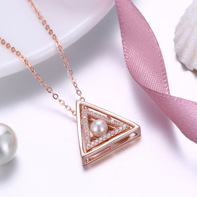 S925 Silver Triangle Pearl Necklace
