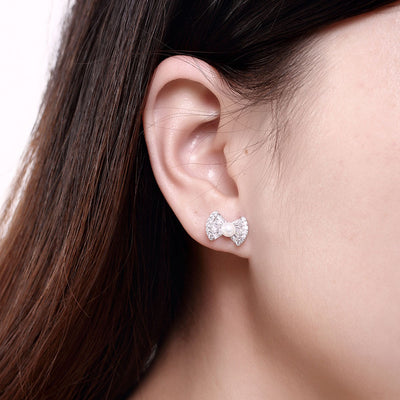 Sterling Silver Bow Ear Studs
