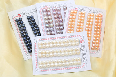 Half Drilled natural Freshwater button-shaped loose pearl