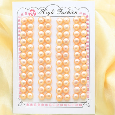 Half Drilled natural Freshwater button-shaped loose pearl