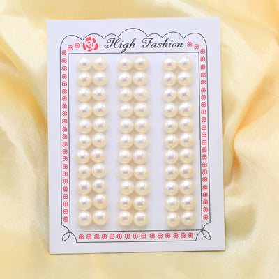 Half Drilled natural Freshwater button-shaped loose pearl