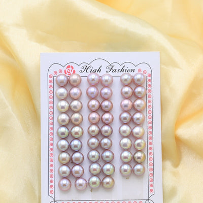 Half Drilled natural Freshwater button-shaped loose pearl