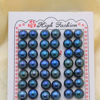 Half Drilled natural Freshwater button-shaped loose pearl