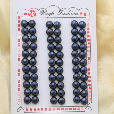 Half Drilled natural Freshwater button-shaped loose pearl