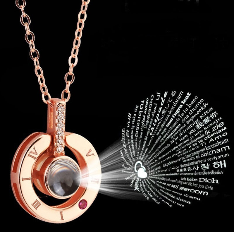100 languages I love you Projection Pendant Necklace