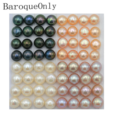 Half Drilled natural Freshwater button-shaped loose pearl
