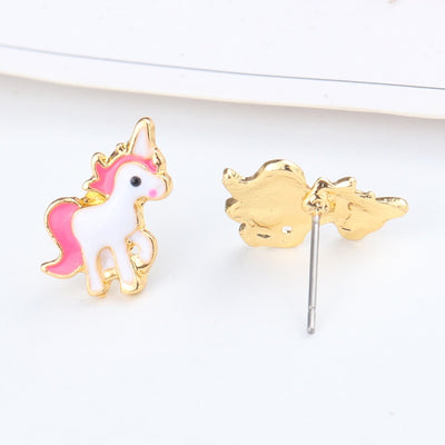 Pink Unicorn Necklace & Earring Jewellry Set