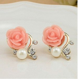 Faux pearl and crystal earrings