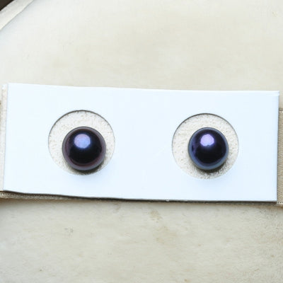 Half Drilled natural Freshwater button-shaped loose pearl