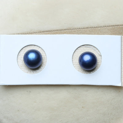 Half Drilled natural Freshwater button-shaped loose pearl