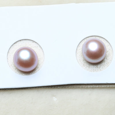 Half Drilled natural Freshwater button-shaped loose pearl